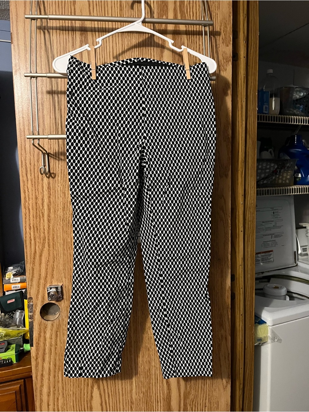 Jules & Leopold Black and White Diamond-Print Cropped Pants